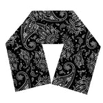 White And Black Paisley Pattern Print Scarf