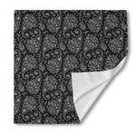 White And Black Paisley Pattern Print Silk Bandana