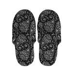 White And Black Paisley Pattern Print Slippers