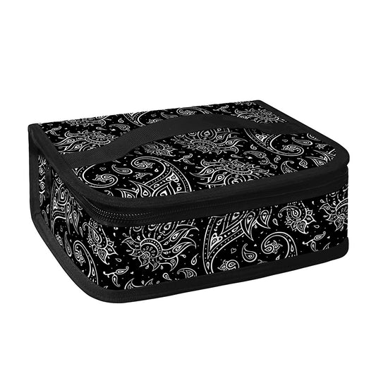 White And Black Paisley Pattern Print Small Lunch Bag