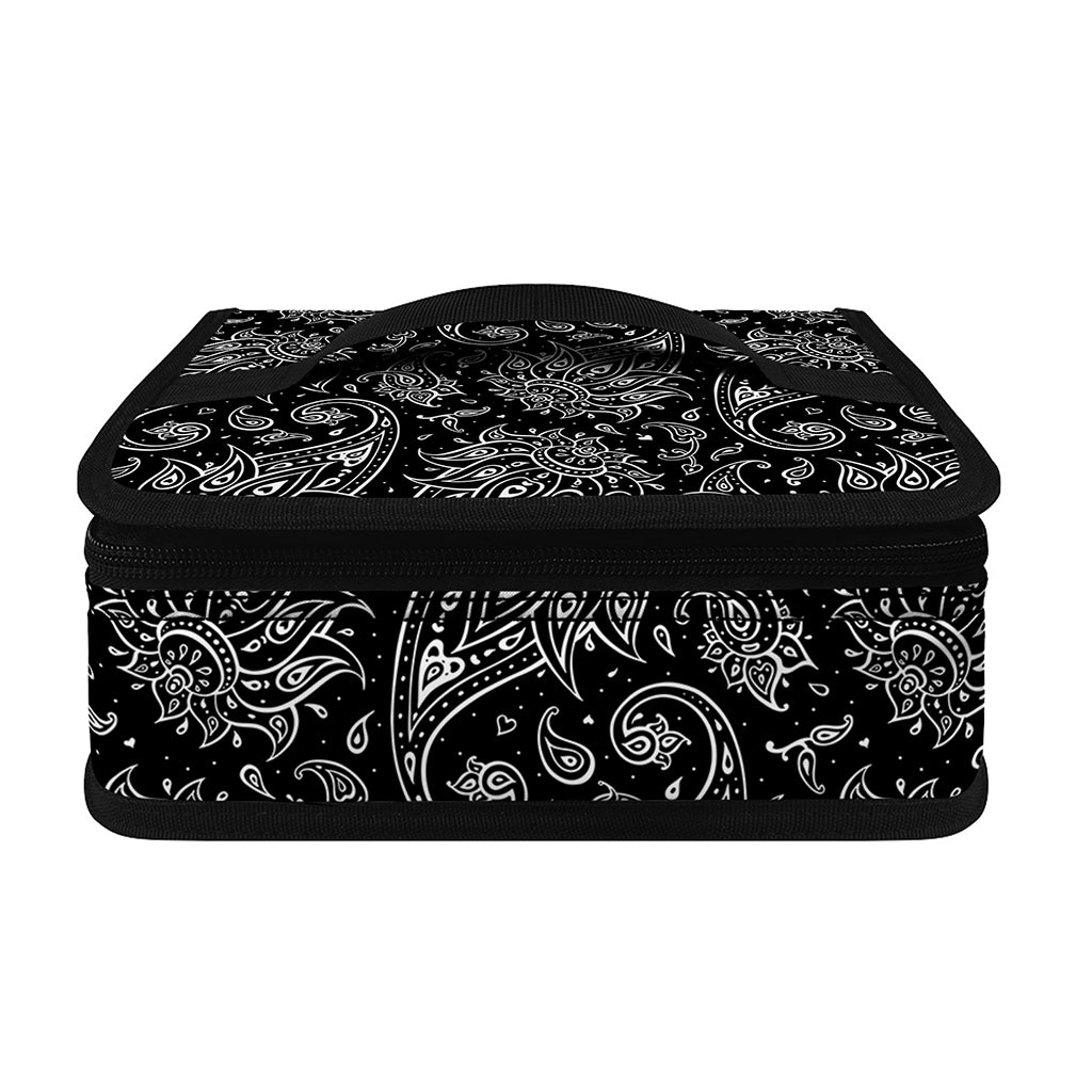 White And Black Paisley Pattern Print Small Lunch Bag