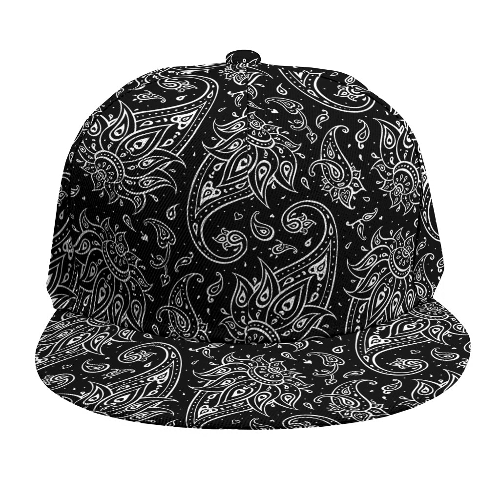 White And Black Paisley Pattern Print Snapback Cap