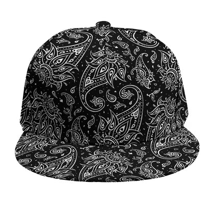 White And Black Paisley Pattern Print Snapback Cap
