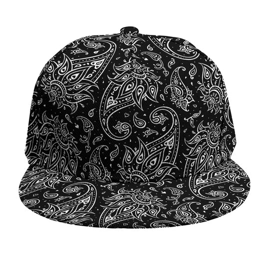 White And Black Paisley Pattern Print Snapback Cap