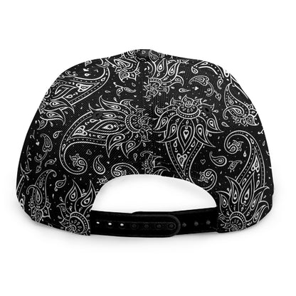 White And Black Paisley Pattern Print Snapback Cap