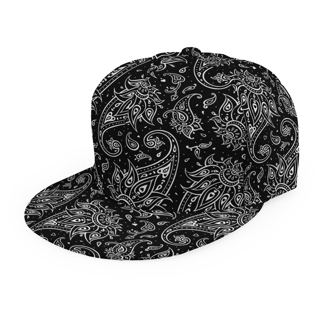 White And Black Paisley Pattern Print Snapback Cap