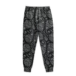 White And Black Paisley Pattern Print Sweatpants