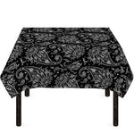 White And Black Paisley Pattern Print Tablecloth