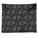 White And Black Paisley Pattern Print Tapestry