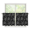 White And Black Paisley Pattern Print Tier Curtains