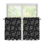White And Black Paisley Pattern Print Tier Curtains