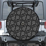 White And Black Paisley Pattern Print Tire Cover With Camera Hole