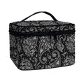 White And Black Paisley Pattern Print Travel Makeup Bag