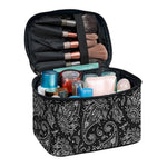 White And Black Paisley Pattern Print Travel Makeup Bag