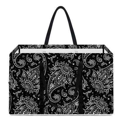 White And Black Paisley Pattern Print Utility Tote Bag