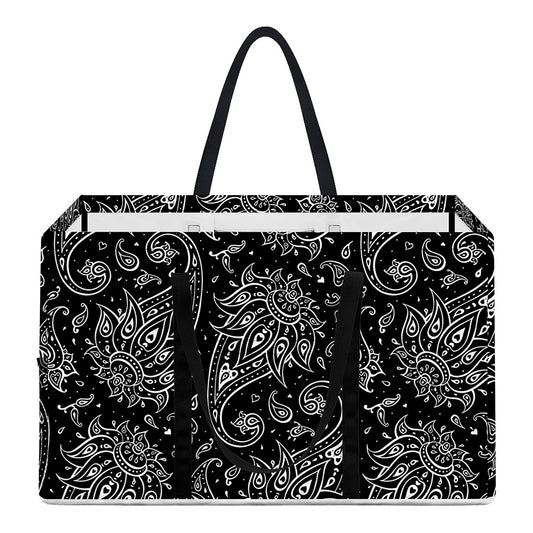 White And Black Paisley Pattern Print Utility Tote Bag