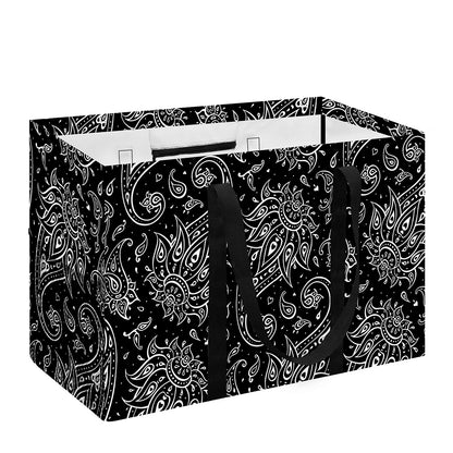 White And Black Paisley Pattern Print Utility Tote Bag