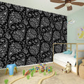 White And Black Paisley Pattern Print Wall Sticker