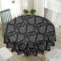 White And Black Paisley Pattern Print Waterproof Round Tablecloth