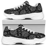 White And Black Paisley Pattern Print White Chunky Shoes