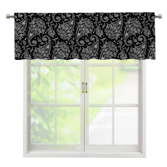 White And Black Paisley Pattern Print Window Valance