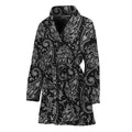 White And Black Paisley Pattern Print Women's Bathrobe