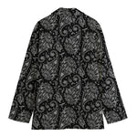 White And Black Paisley Pattern Print Women's Blazer
