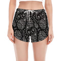 White And Black Paisley Pattern Print Women's Split Running Shorts