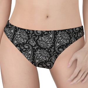 White And Black Paisley Pattern Print Women's Thong