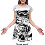 White And Black Pisces Sign Print Adjustable Apron