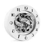 White And Black Pisces Sign Print Alarm Clock
