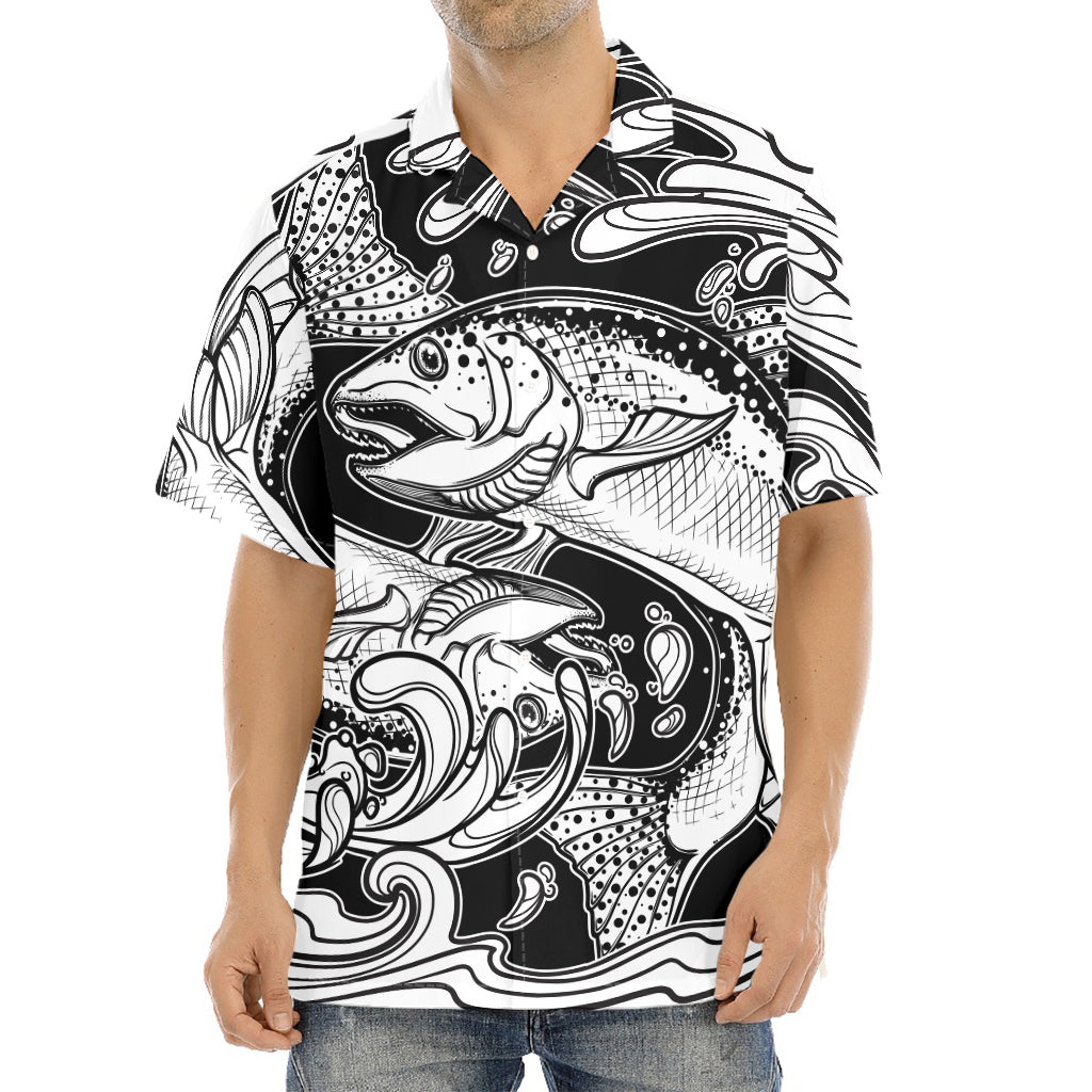 White And Black Pisces Sign Print Aloha Shirt