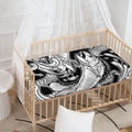 White And Black Pisces Sign Print Baby Crib Sheet