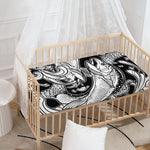 White And Black Pisces Sign Print Baby Crib Sheet