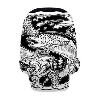 White And Black Pisces Sign Print Baby Seat Cover