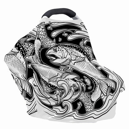 White And Black Pisces Sign Print Baby Seat Cover