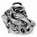 White And Black Pisces Sign Print Baby Seat Cover