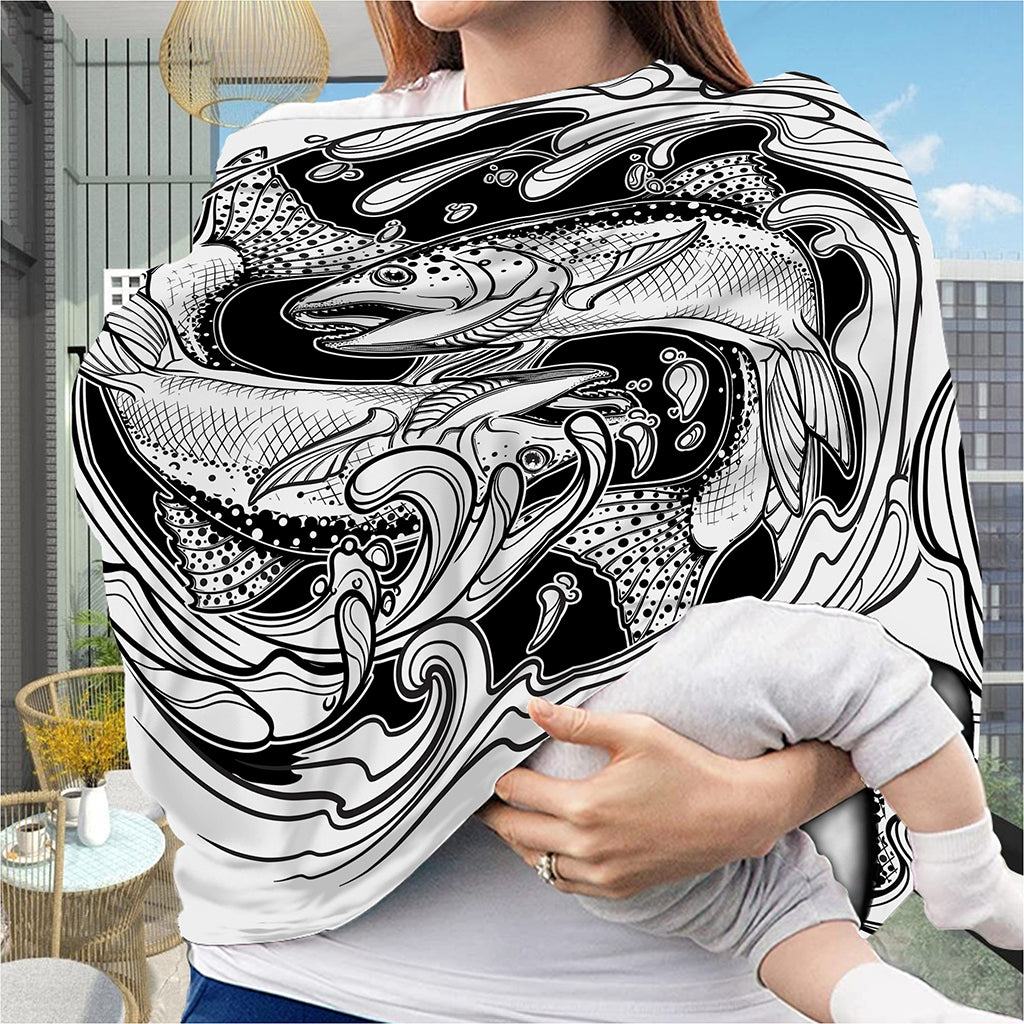 White And Black Pisces Sign Print Baby Seat Cover