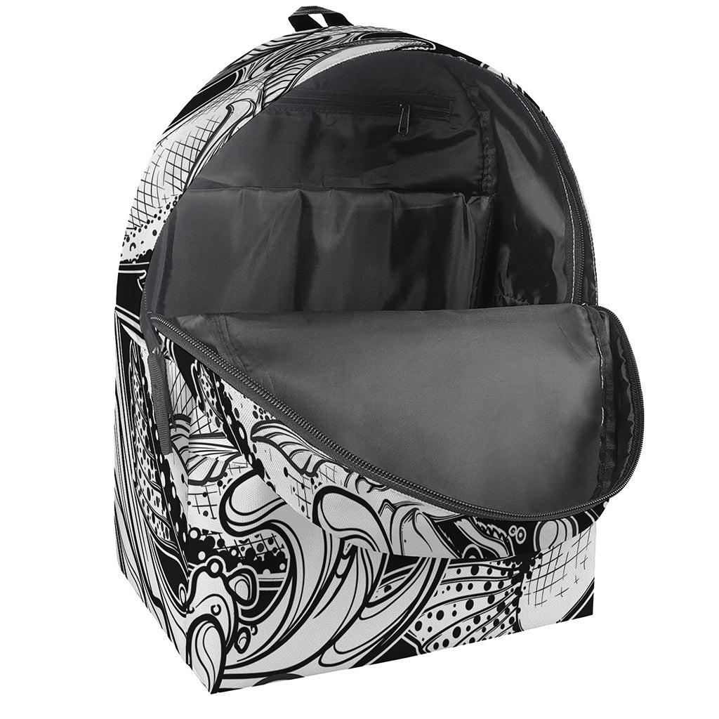 White And Black Pisces Sign Print Backpack