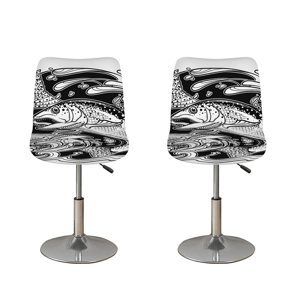 White And Black Pisces Sign Print Bar Stool Covers