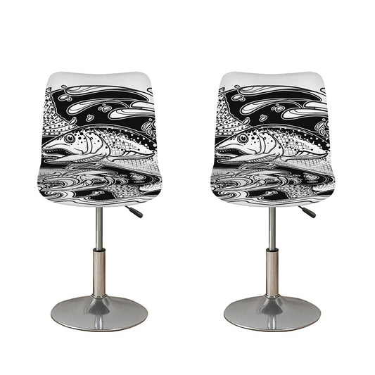 White And Black Pisces Sign Print Bar Stool Covers