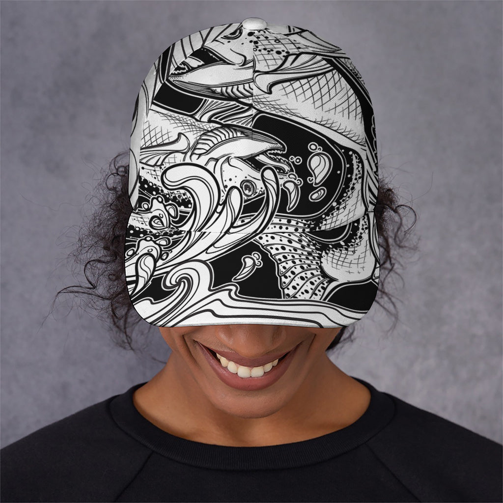 White And Black Pisces Sign Print Baseball Cap