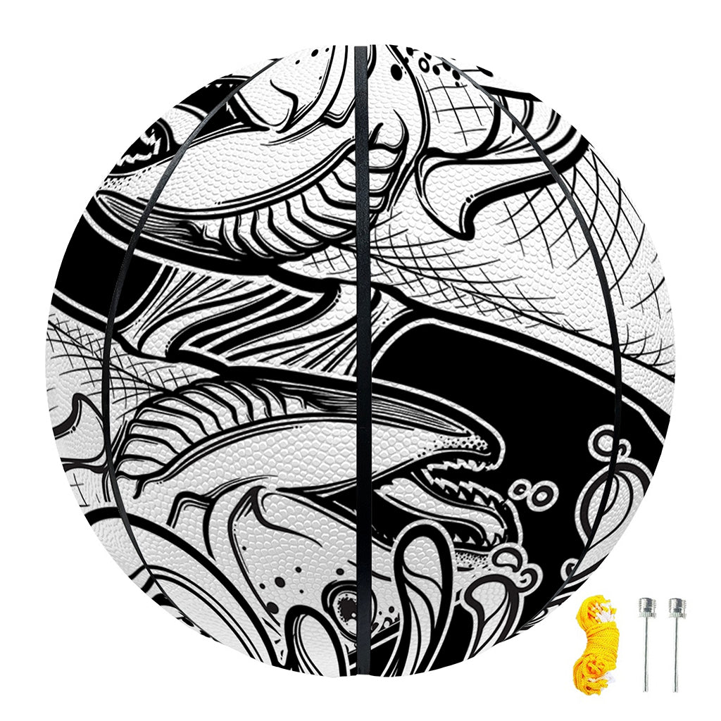White And Black Pisces Sign Print Basketball