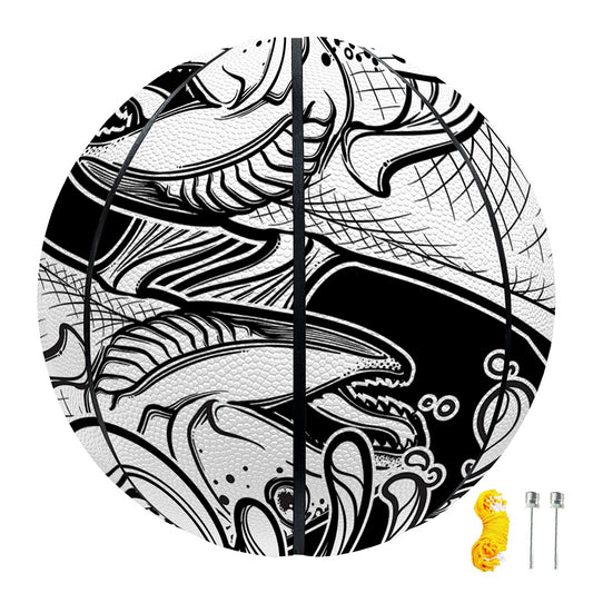 White And Black Pisces Sign Print Basketball