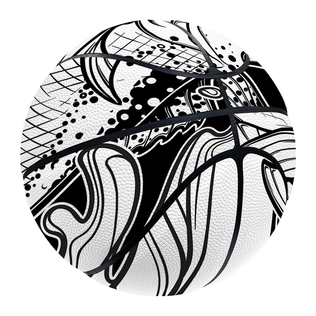 White And Black Pisces Sign Print Basketball