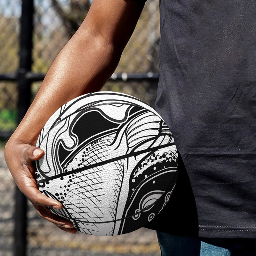 White And Black Pisces Sign Print Basketball