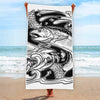 White And Black Pisces Sign Print Beach Towel