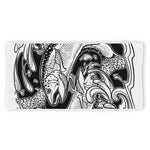 White And Black Pisces Sign Print Beach Towel