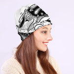 White And Black Pisces Sign Print Beanie