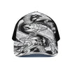 White And Black Pisces Sign Print Black Mesh Trucker Cap